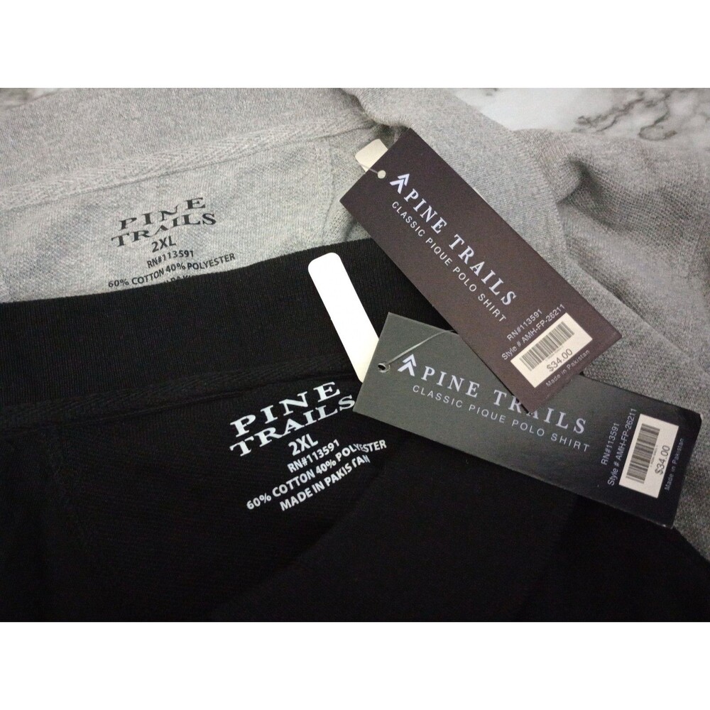 (Bundle) 2 NWT Pine Trails Classic Pique Polo Shirts Size 2XL